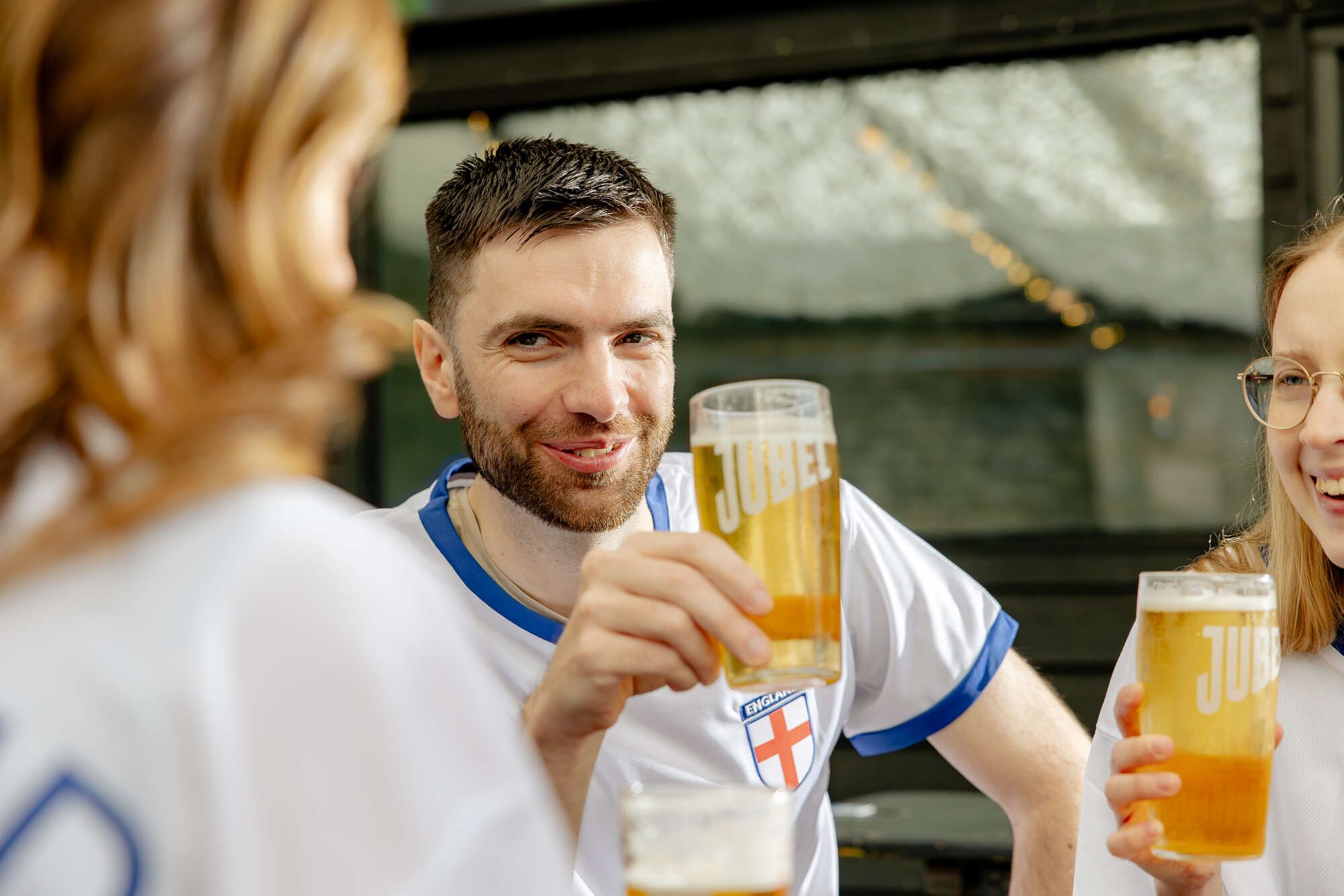 Enjoying a pint watching sports game